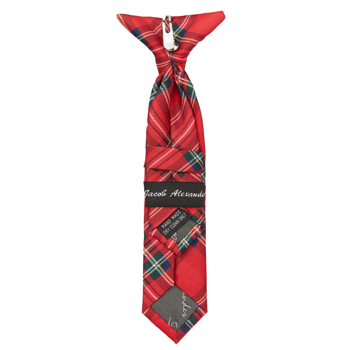 Kid's Red Christmas Plaid 8" Clip-On Tie