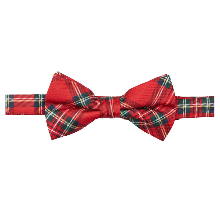 Red Christmas Plaid Banded Bow Tie