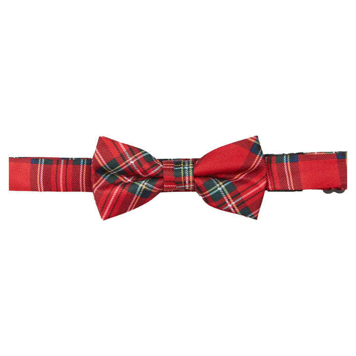 Kid's Red Christmas Plaid Banded Bow Tie