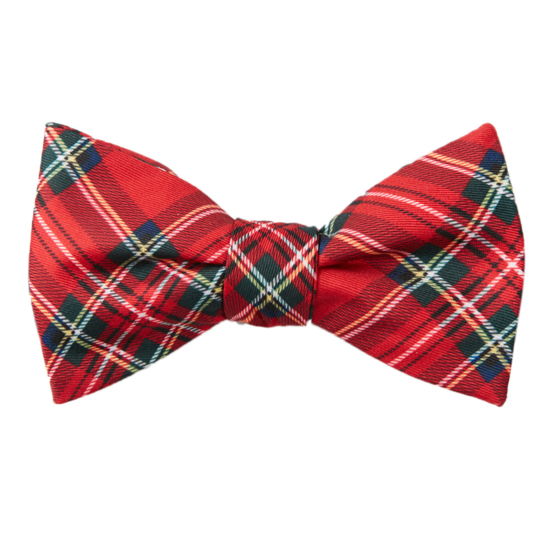 Red Christmas Plaid Self-Tie Bow Tie