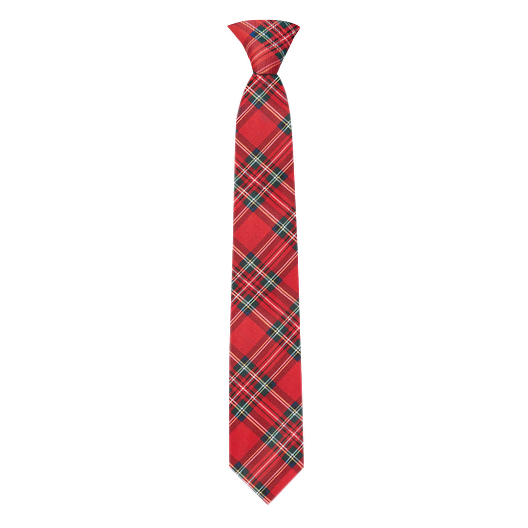 Red Christmas Plaid Clip-On Tie
