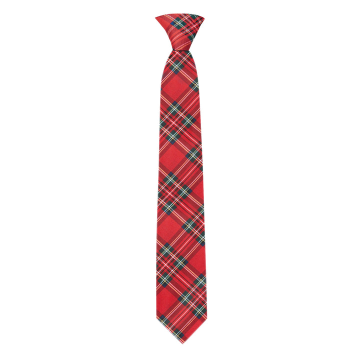 Red Christmas Plaid Clip-On Tie