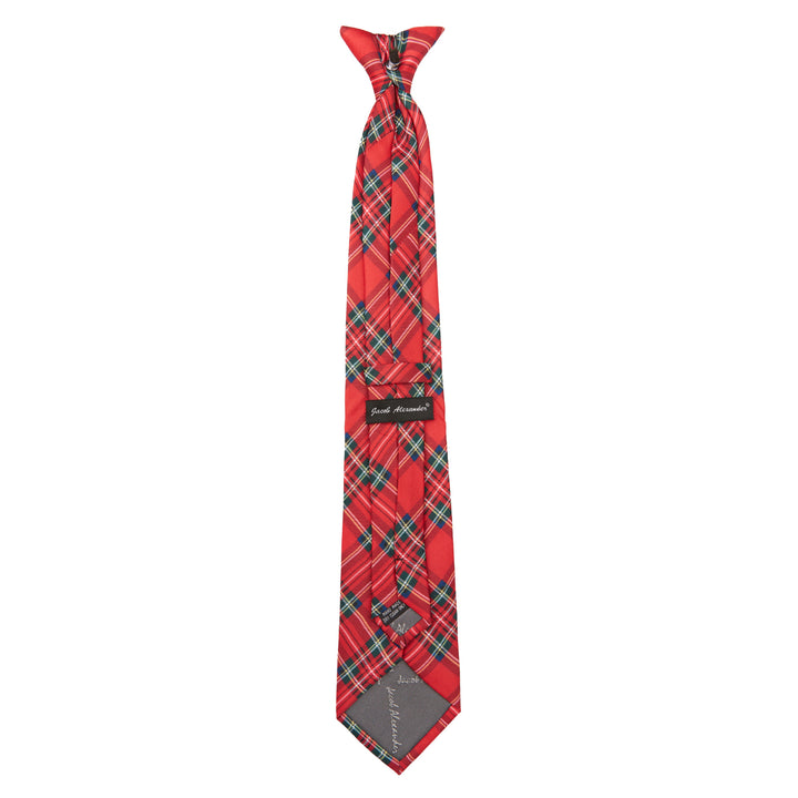 Red Christmas Plaid Clip-On Tie