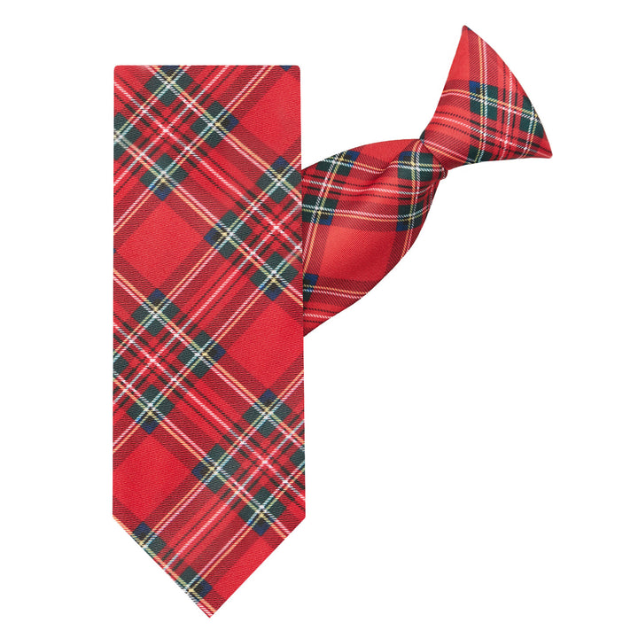 Red Christmas Plaid Clip-On Tie