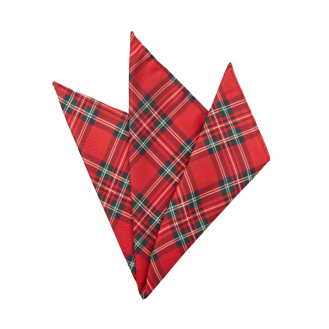 Red Christmas Plaid Pocket Square