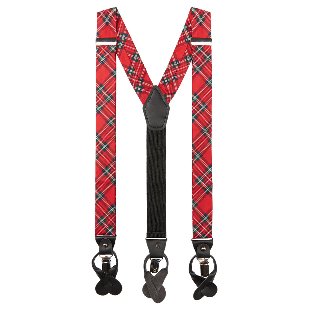 Red Christmas Plaid Suspenders