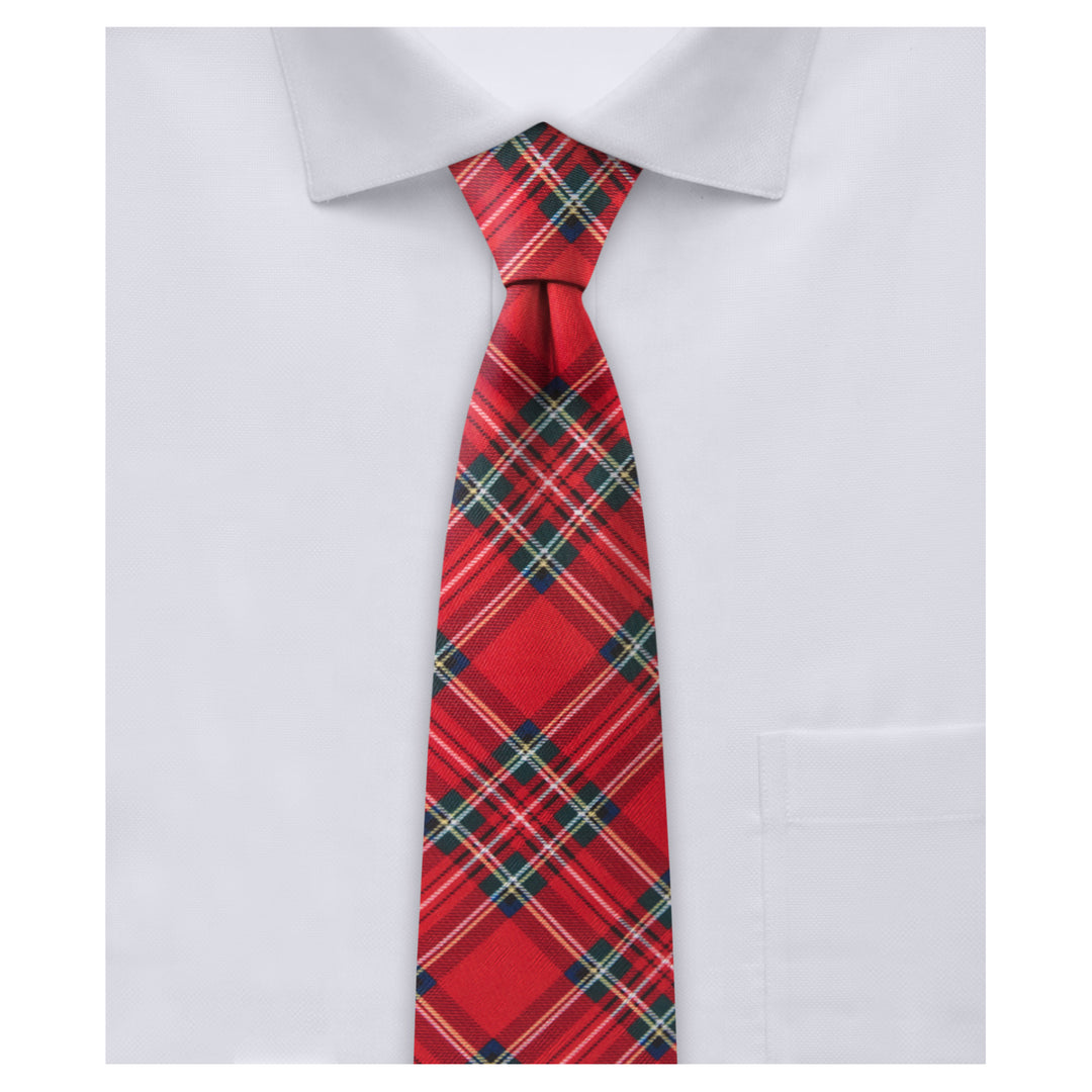 Red Christmas Plaid Slim Tie