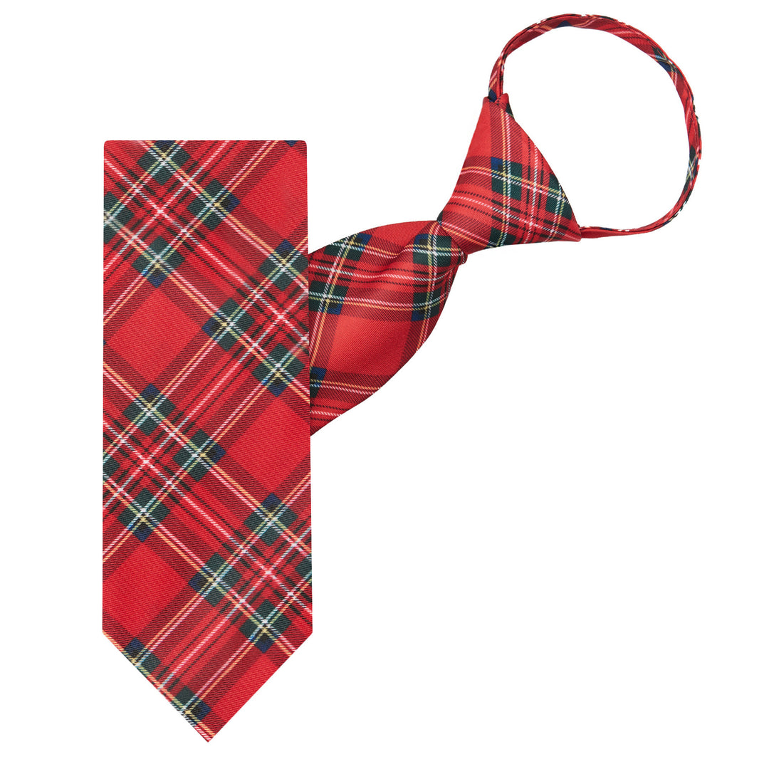 Red Christmas Plaid Zipper Tie