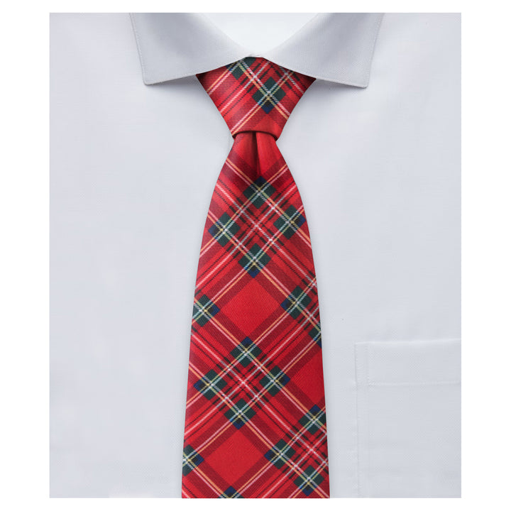 Red Christmas Plaid Clip-On Tie