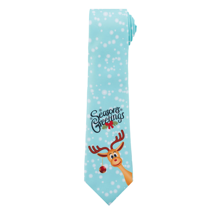 Seasons Greetings from Reindeer Tie - Aqua