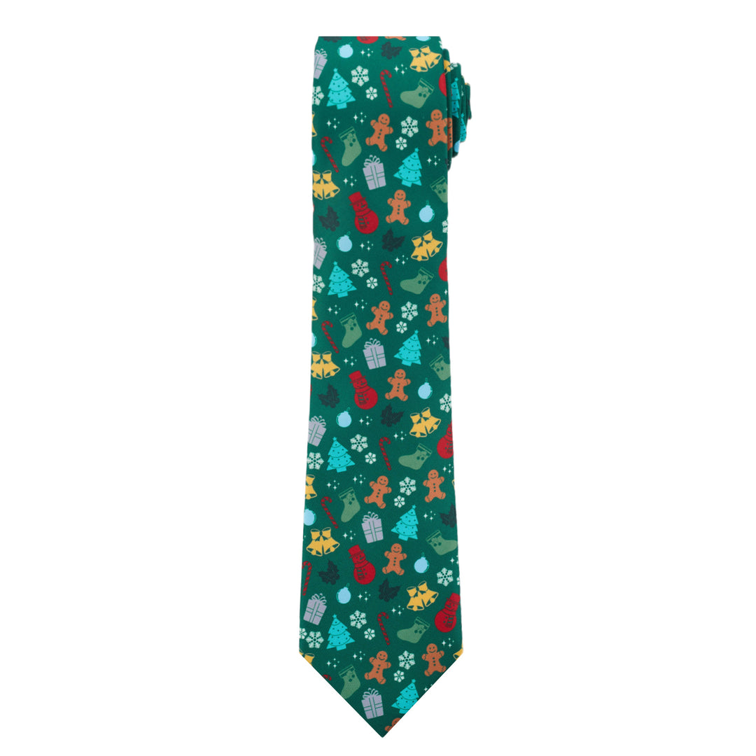 Christmas Tree Decors Snowman Gingerbread Gifts Snowflakes Tie - Green