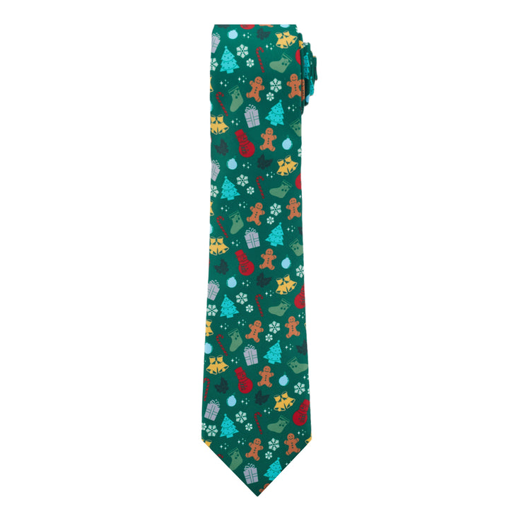 Christmas Tree Decors Snowman Gingerbread Gifts Snowflakes Tie - Green