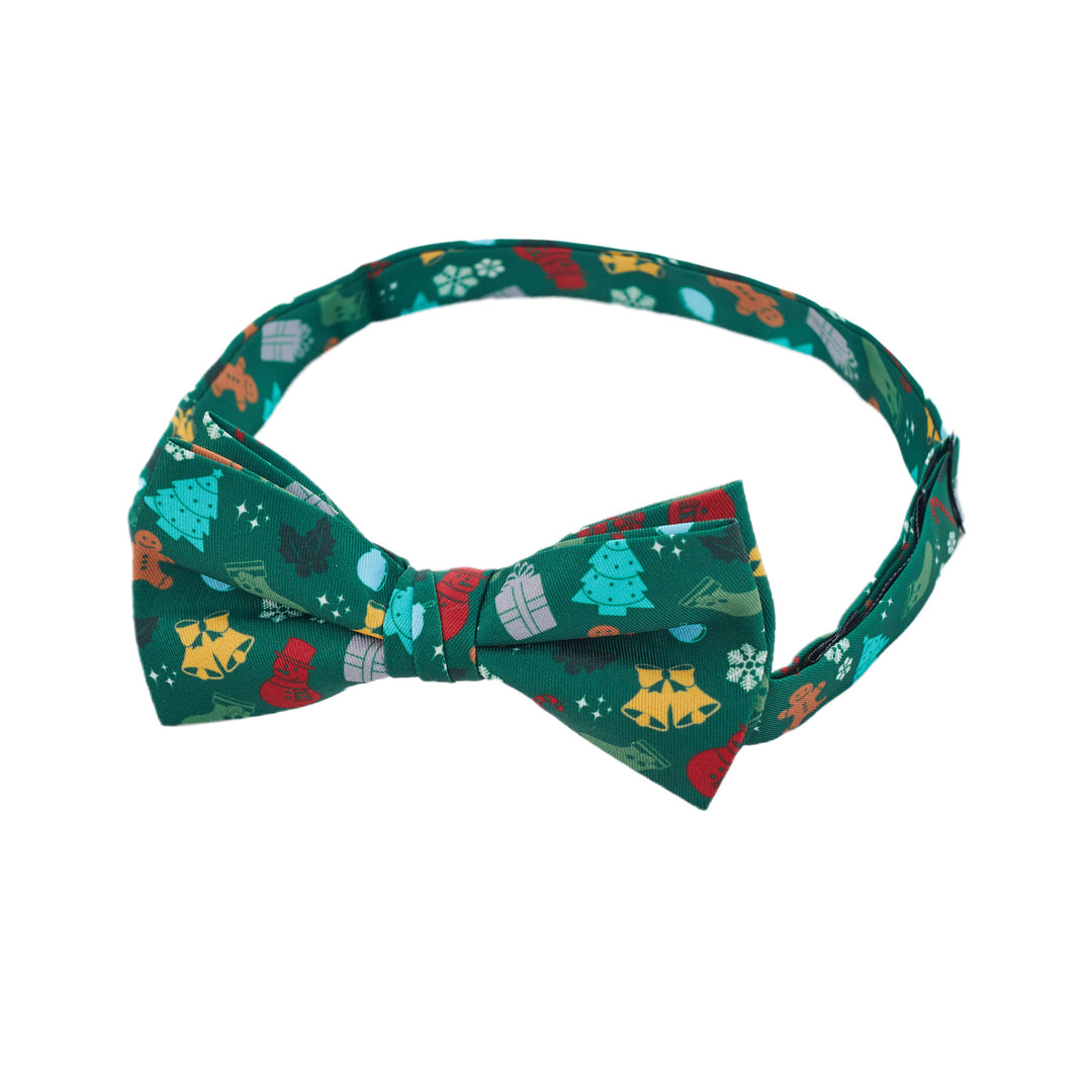 Christmas Tree Decors Snowman Gingerbread Gifts Snowflakes Banded Bow Tie - Green