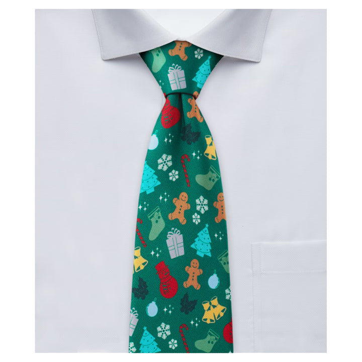 Christmas Tree Decors Snowman Gingerbread Gifts Snowflakes Tie - Green