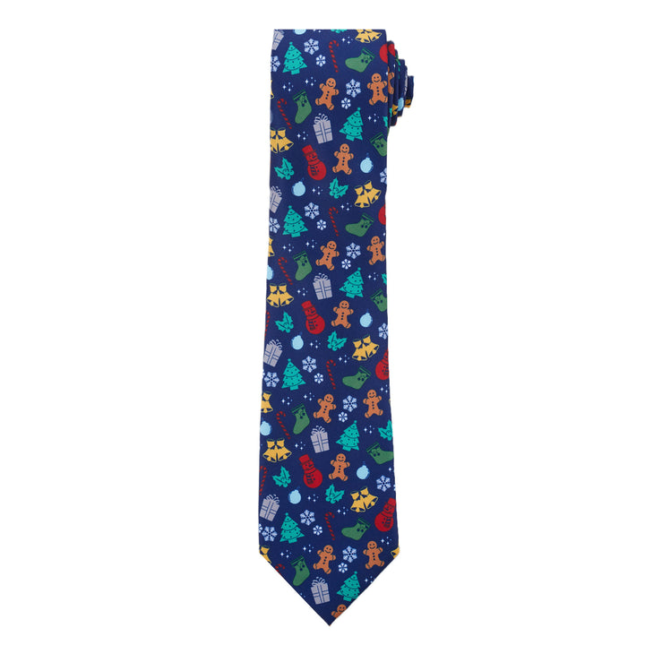 Christmas Tree Decors Snowman Gingerbread Gifts Snowflakes Tie - Dark Blue