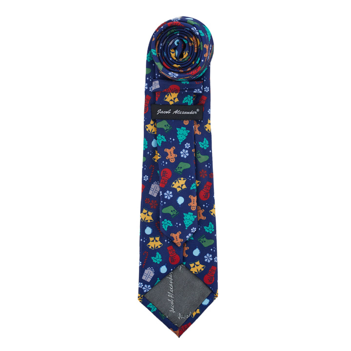 Christmas Tree Decors Snowman Gingerbread Gifts Snowflakes Tie - Dark Blue