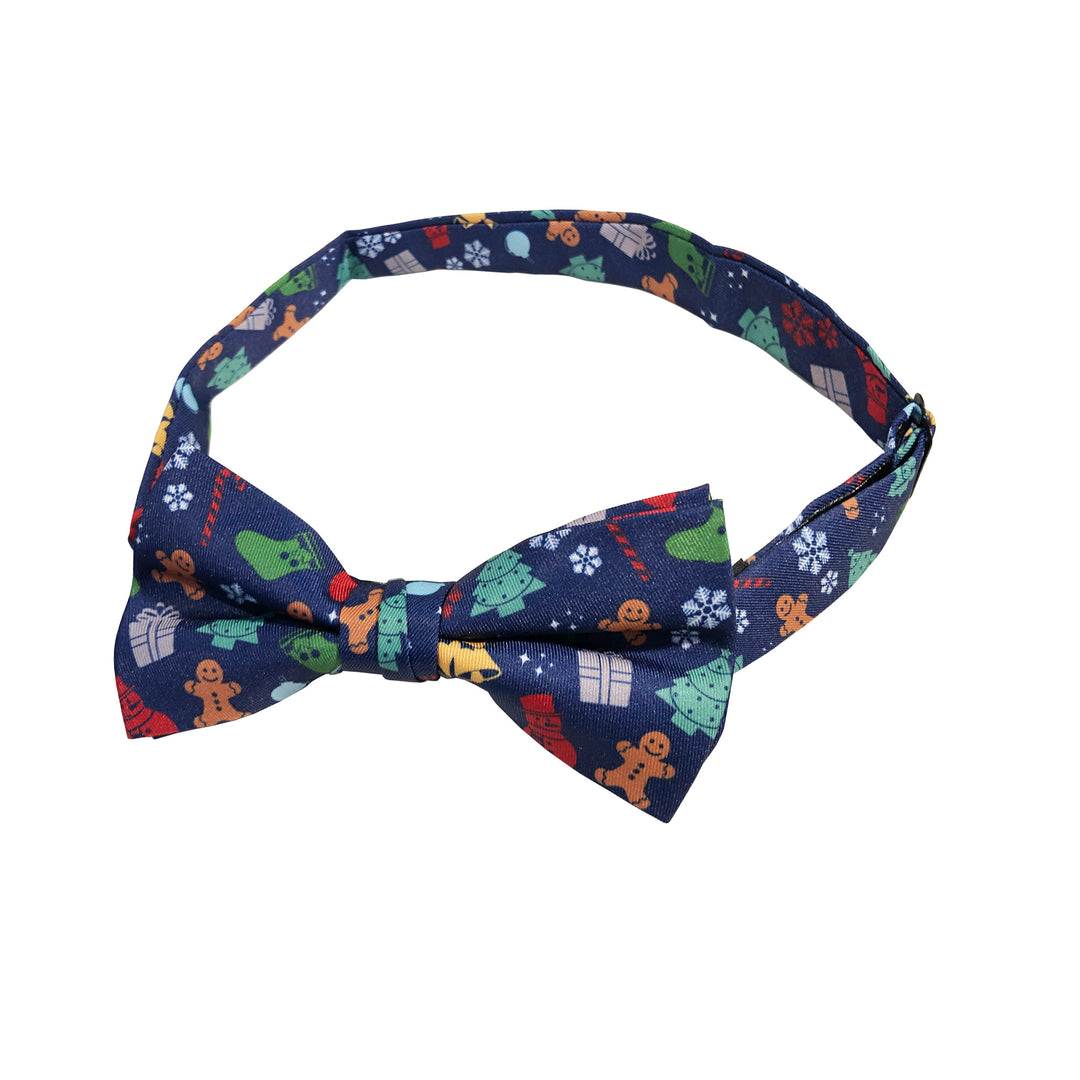Christmas Tree Decors Snowman Gingerbread Gifts Snowflakes Banded Bow Tie - Dark Blue