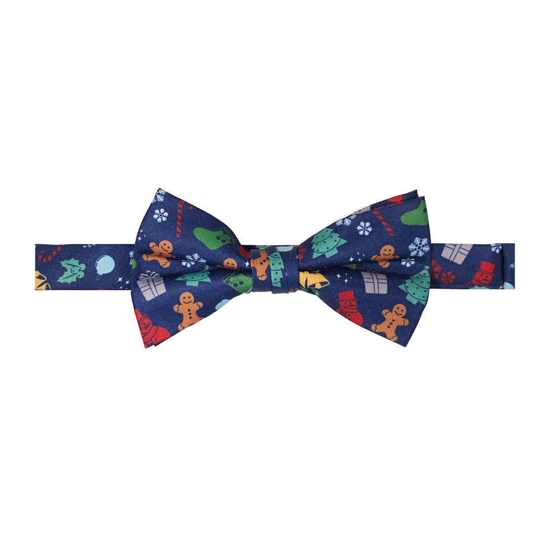 Christmas Tree Decors Snowman Gingerbread Gifts Snowflakes Banded Bow Tie - Dark Blue