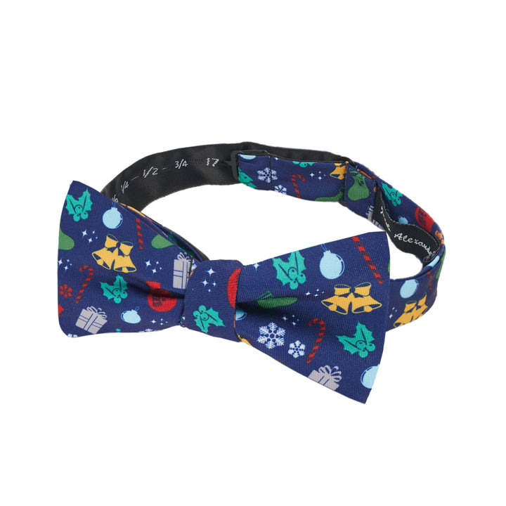 Christmas Tree Decors Snowman Gingerbread Gifts Snowflakes Self-Tie Bow Tie - Dark Blue