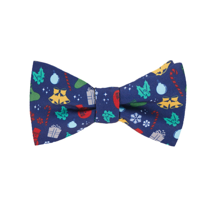 Christmas Tree Decors Snowman Gingerbread Gifts Snowflakes Self-Tie Bow Tie - Dark Blue