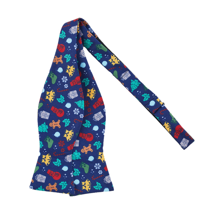 Christmas Tree Decors Snowman Gingerbread Gifts Snowflakes Self-Tie Bow Tie - Dark Blue