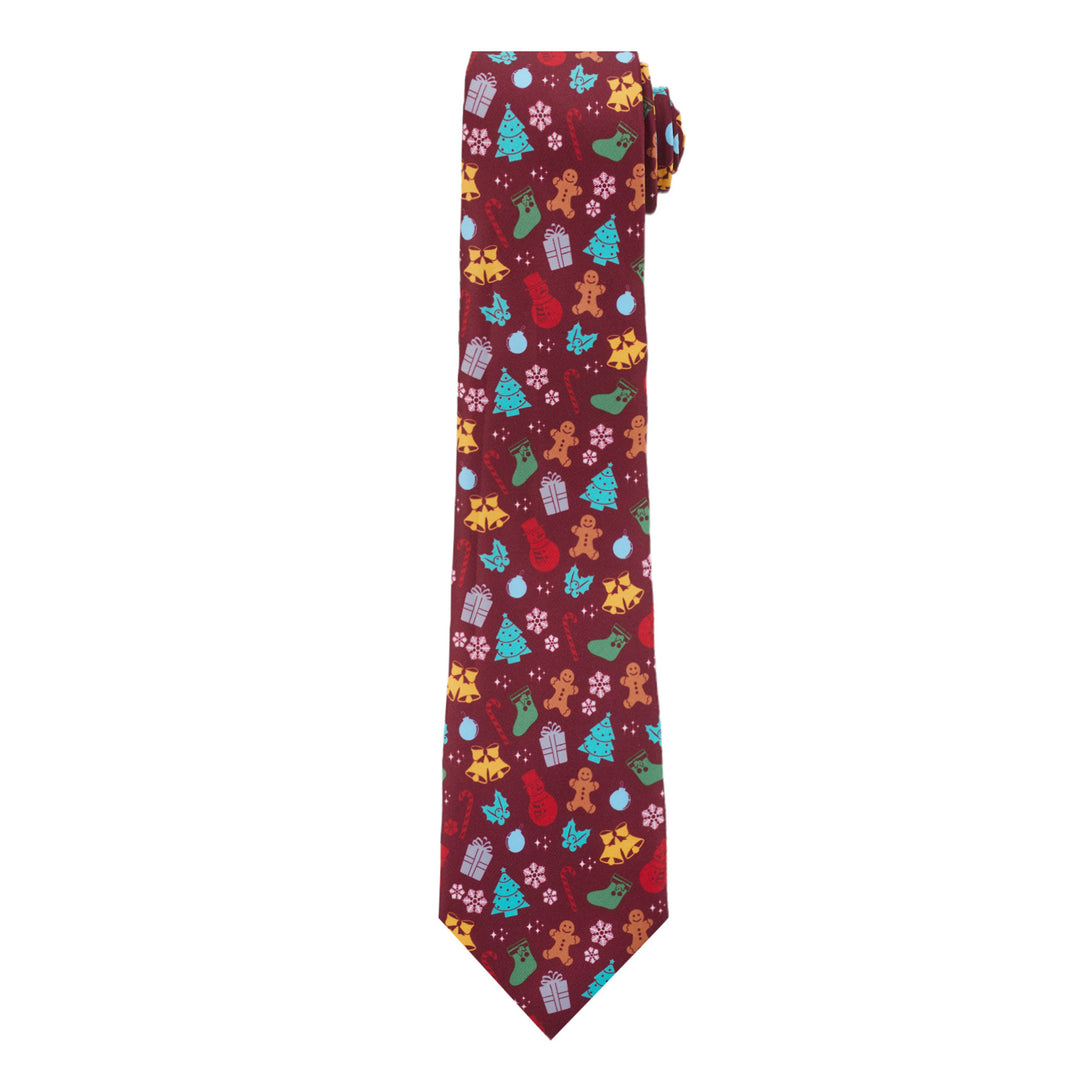 Christmas Tree Decors Snowman Gingerbread Gifts Snowflakes Tie - Red