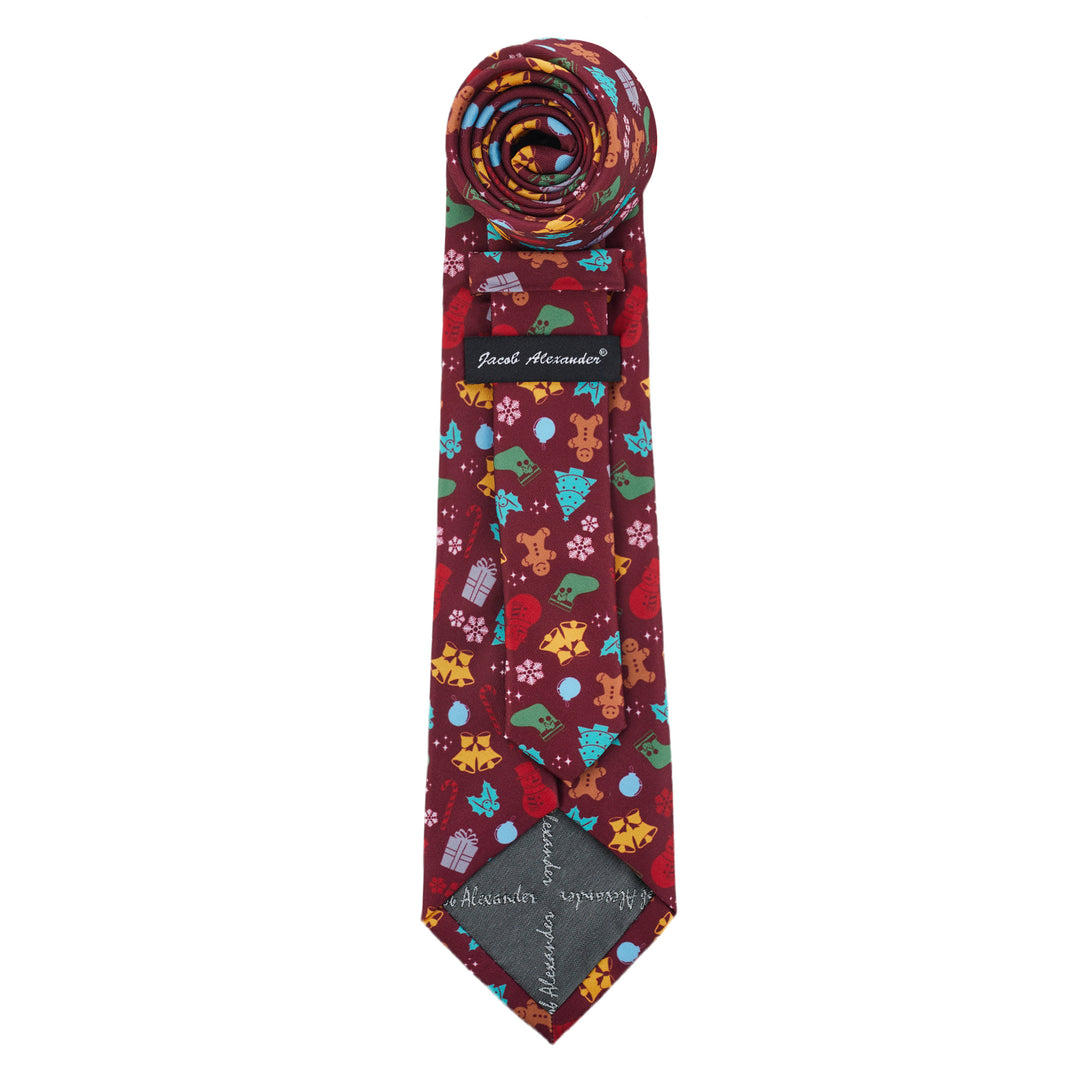 Christmas Tree Decors Snowman Gingerbread Gifts Snowflakes Tie - Red