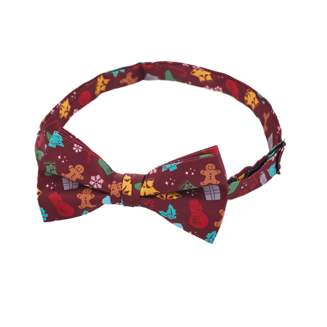 Christmas Tree Decors Snowman Gingerbread Gifts Snowflakes Banded Bow Tie - Red