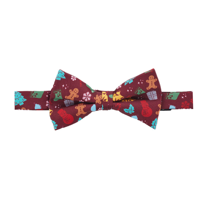 Christmas Tree Decors Snowman Gingerbread Gifts Snowflakes Banded Bow Tie - Red
