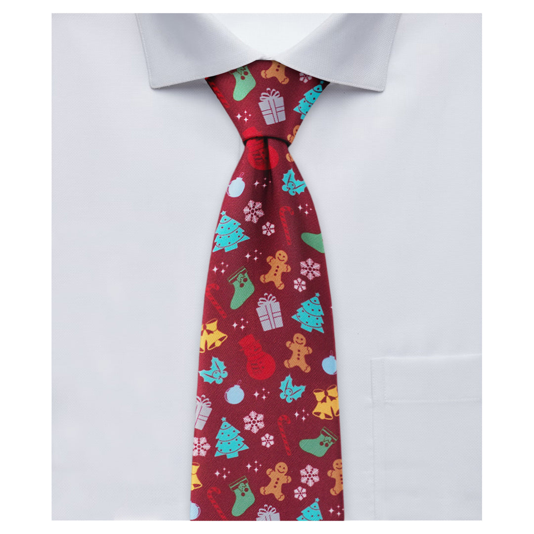 Christmas Tree Decors Snowman Gingerbread Gifts Snowflakes Tie - Red