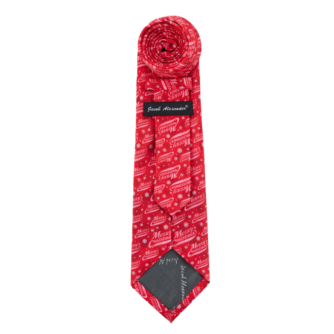 Merry Christmas Greetings Snowflakes Tie - Red