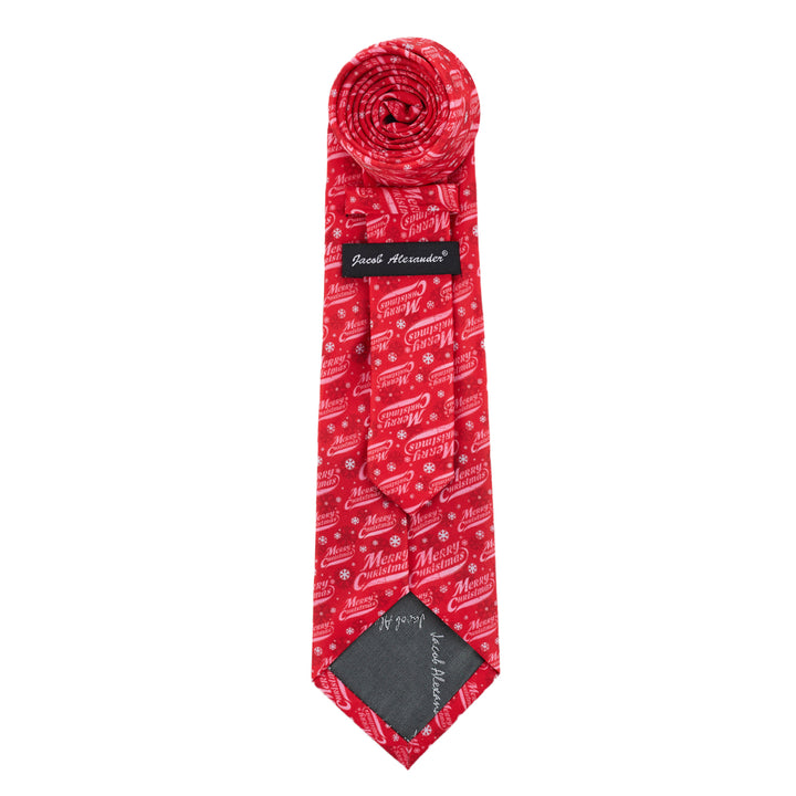 Merry Christmas Greetings Snowflakes Tie - Red