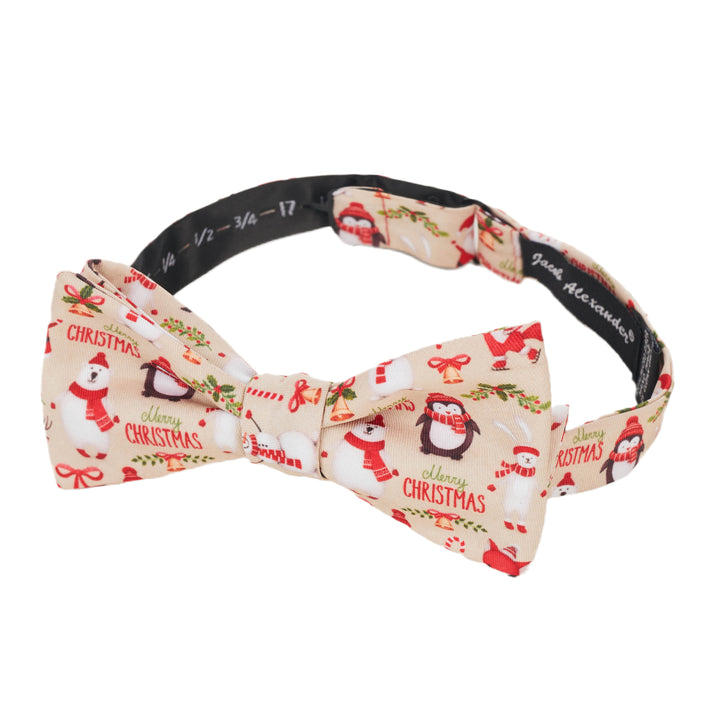 Merry Christmas Santa Claus and Friends Self-Tie Bow Tie - Tan