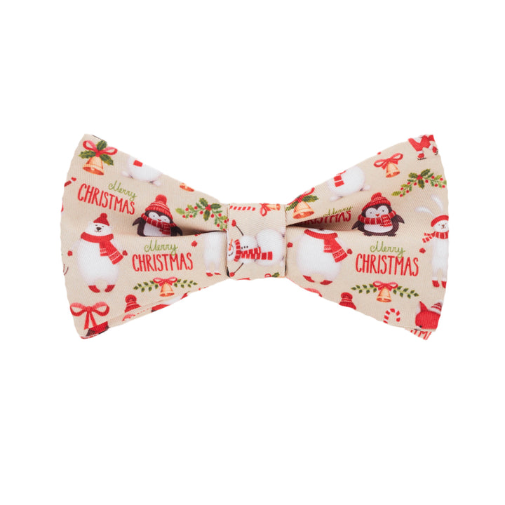 Merry Christmas Santa Claus and Friends Self-Tie Bow Tie - Tan