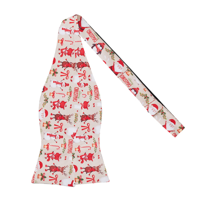 Merry Christmas Santa Claus and Friends Self-Tie Bow Tie - Tan