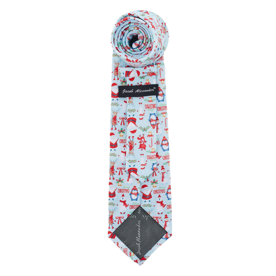 Merry Christmas Santa Claus and Friends Tie - Light Blue