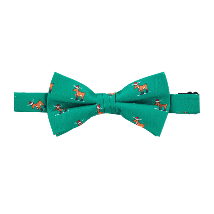 Christmas Rudolph Reindeer Banded Bow Tie - Green