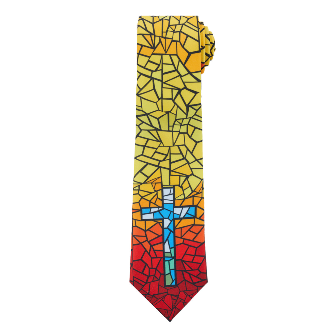 Holy Cross Mosaic Tie - Yellow