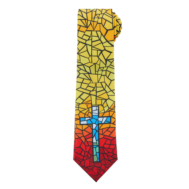 Holy Cross Mosaic Tie - Yellow