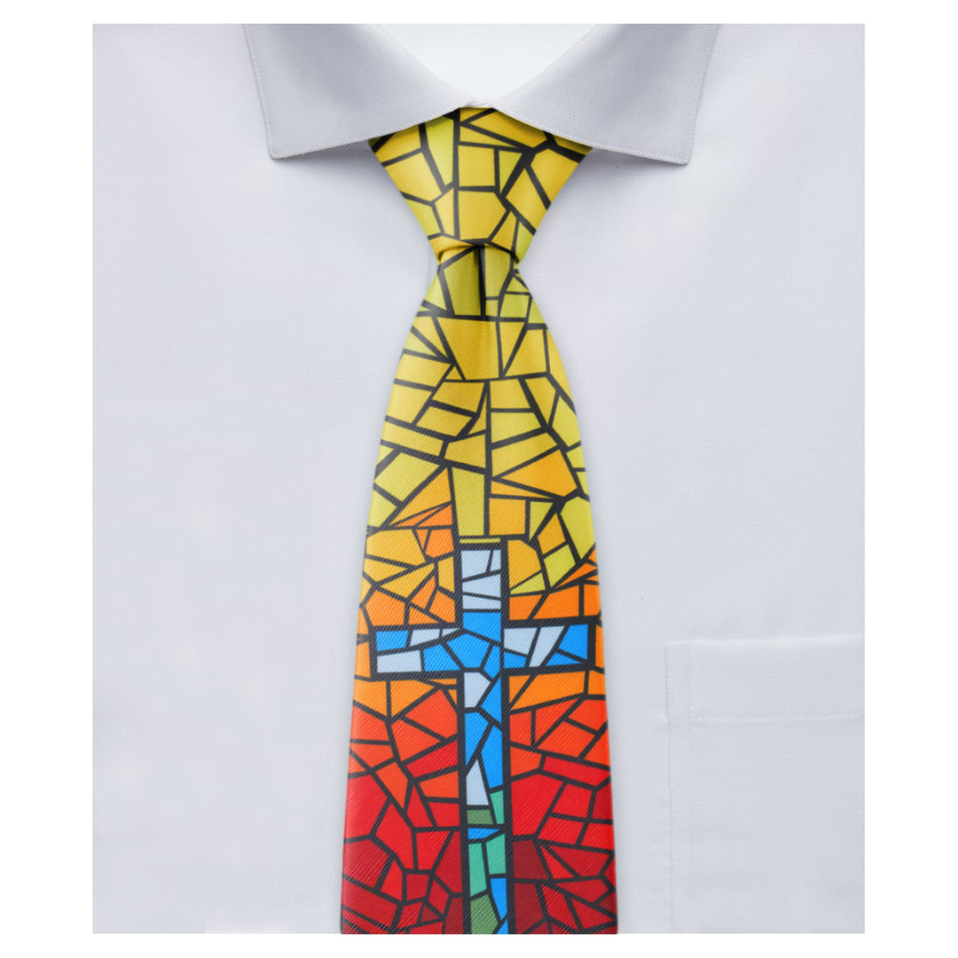 Holy Cross Mosaic Tie - Yellow