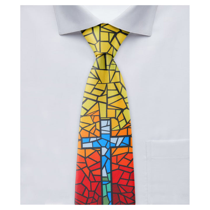 Holy Cross Mosaic Tie - Yellow