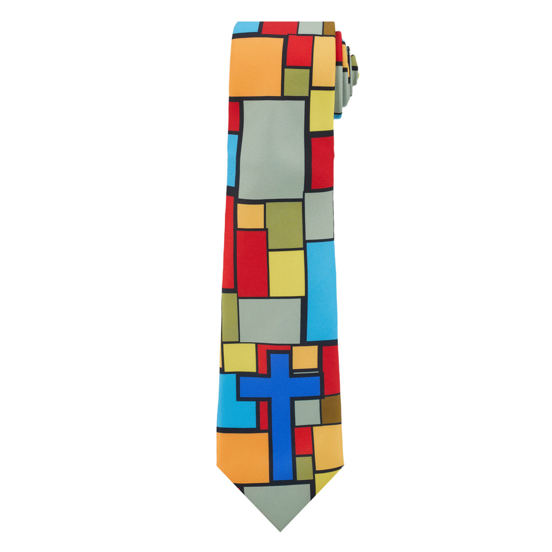 Holy Cross Abstract Tie - Green Red Blue Yellow