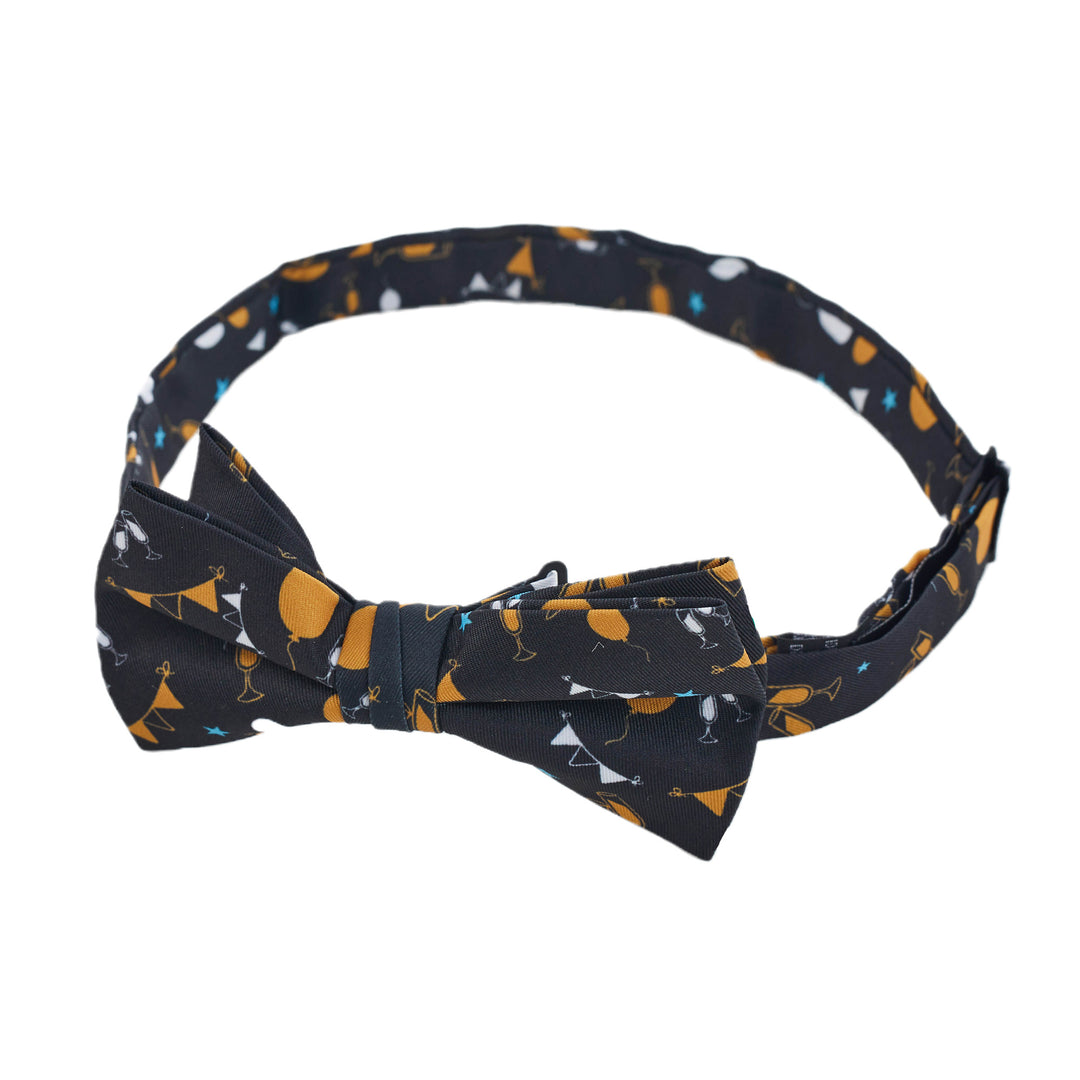 New Year Decor Banded Bow Tie - Black
