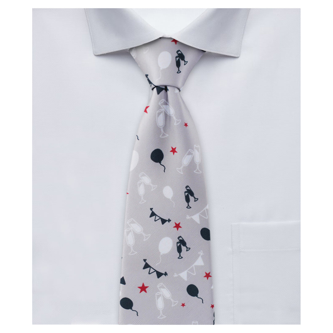 New Year Decor Tie - Gray