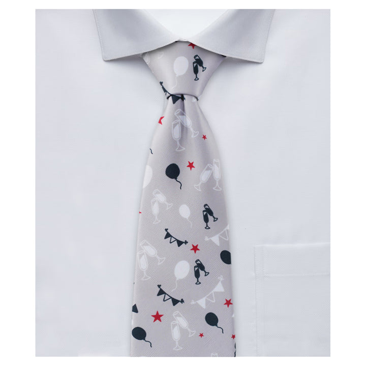 New Year Decor Tie - Gray