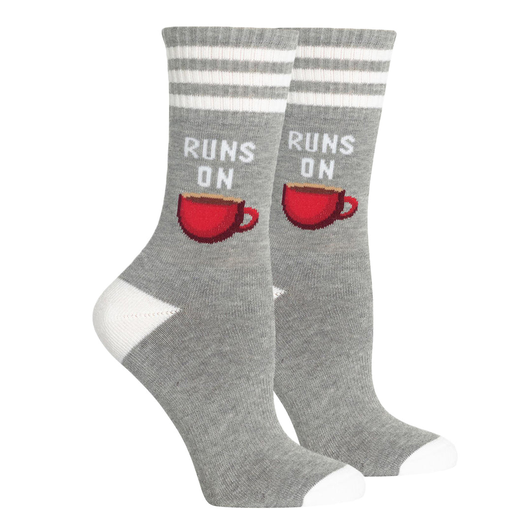 Women's Runs On Coffee Crew Socks - Sweatshirt Grey