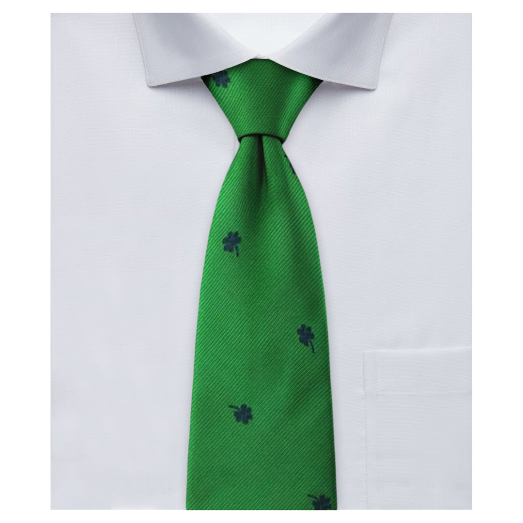 St. Patrick's Here's to the Irish Navy Shamrocks Extra Long Tie