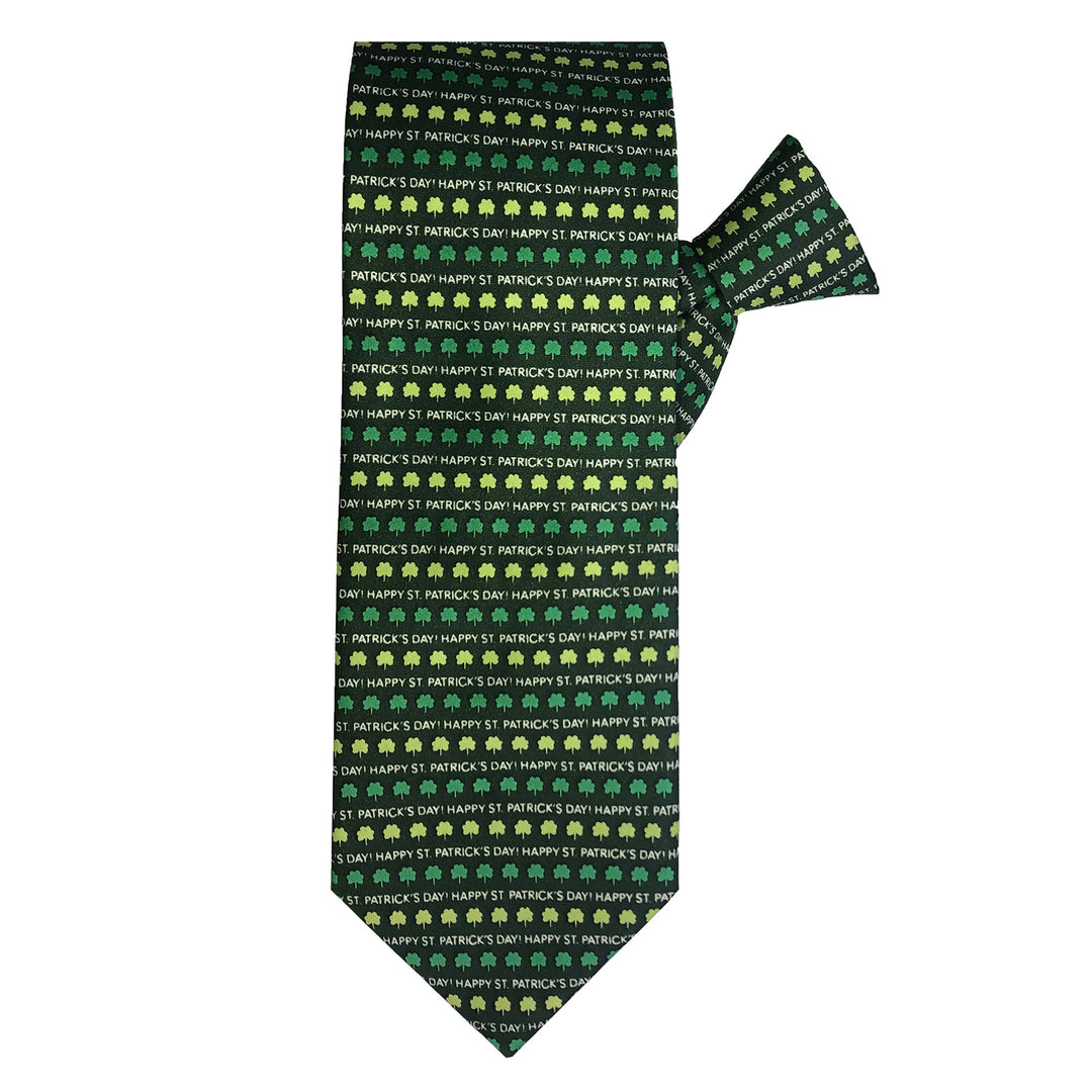 St. Patrick's Day Shamrocks Clip-On Tie