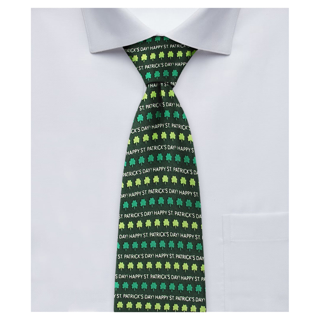 St. Patrick's Day Shamrocks Clip-On Tie