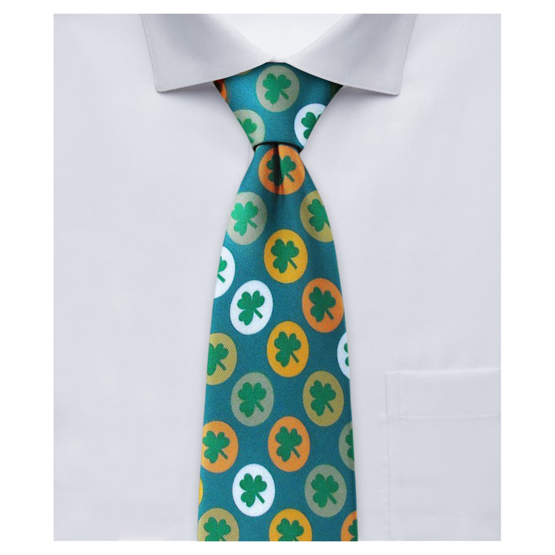 St. Patrick's Shamrock Circles Clip-On Tie